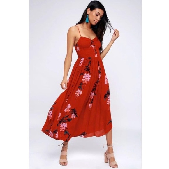 FREE PEOPLE 🌹’Beau’ Floral Print Smocked Maxi Dress - Picture 5 of 16